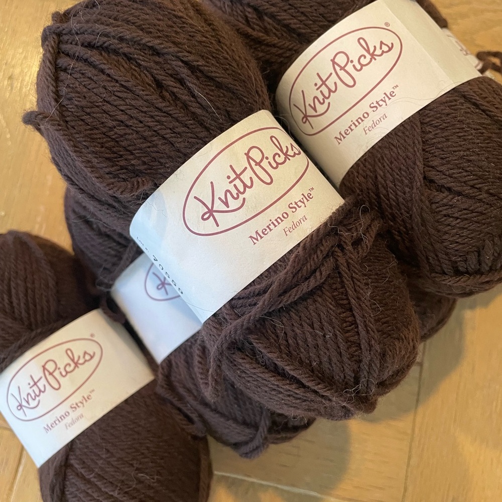 Knit Picks merino wool, lot of 6, brown